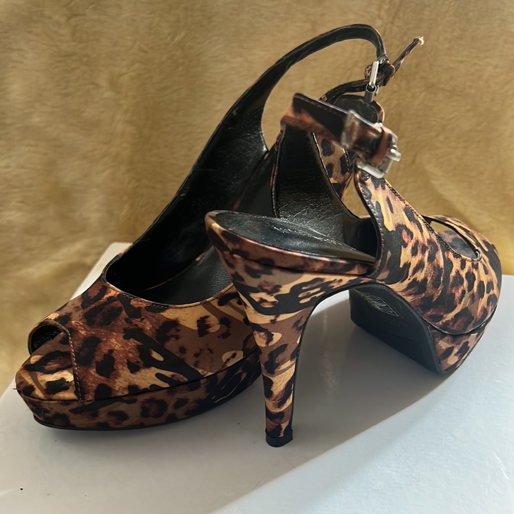 Nine West Leopard Print open toe heels